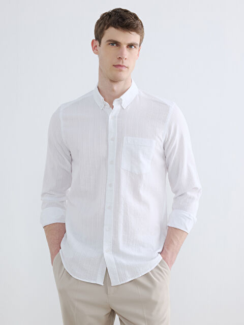 LCWAIKIKI Classic Regullar Fit Krinkle Erkek Dokulu Gömlek