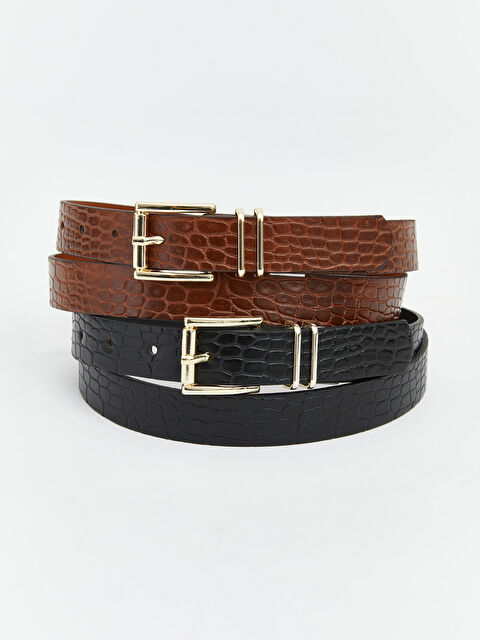 LCW ACCESSORIES Kroko Desenli Kadın Kemer 2'li - S6EH43Z8-HML