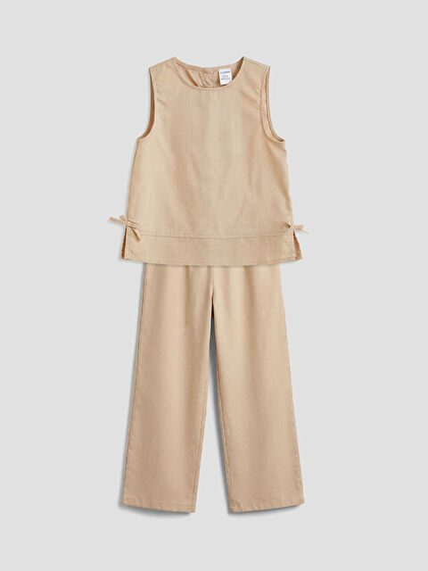 LCW Kids Blouse et Pantalon en Aspect Lin pour Filles - S6EH46Z1-FMQ