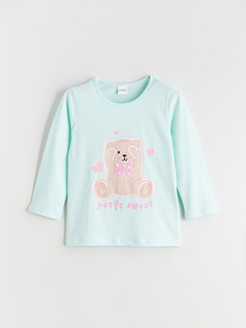 LCW Kids قميص بيجاما فيروزي فتاة - S6EI52Z1-FPW