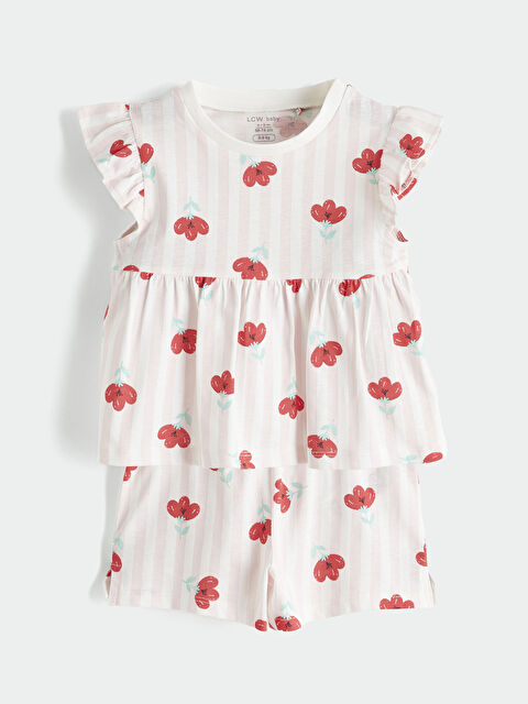 LCW baby Floral-Print Baby Girl Ruffle Blouse and Shorts - S6EJ37Z1-LRB