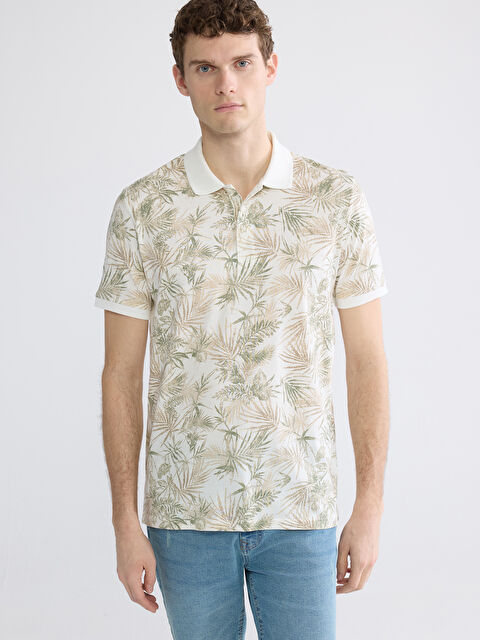 LCWAIKIKI Classic Polo Yaka Yaprak Desenli Erkek Tişört - S6EJ74Z8-LRA