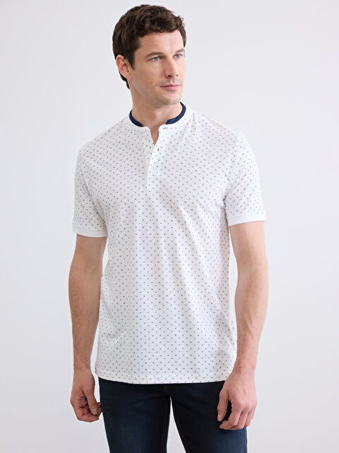 LCWAIKIKI Classic Μπλουζάκι Πικέ με Εκτύπωση με Γιακά Κολάρο Μπάντα για Άνδρες