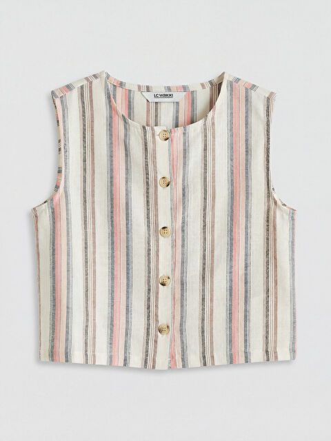 LCW Kids Çizgili Keten Karışımı Kız Çocuk Gömlek - S6EJ82Z4-LFC