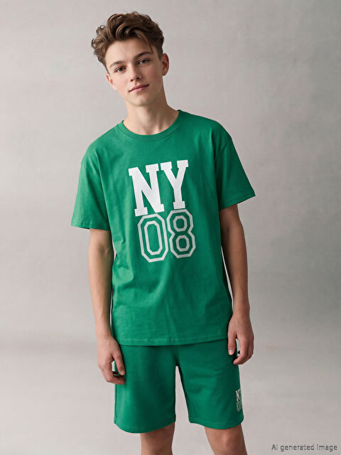 LCW Kids Bisiklet Yaka Erkek Çocuk Baskılı Tişört