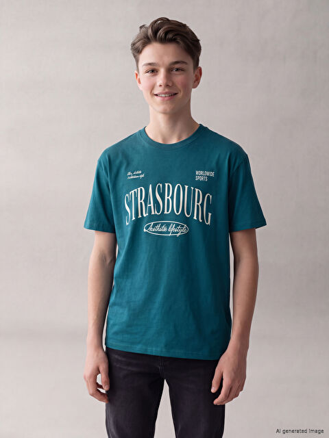 LCW Kids Bisiklet Yaka Baskılı Erkek Çocuk Tişört