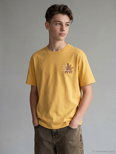 LCW Kids Bisiklet Yaka Baskılı Erkek Çocuk Tişört - S6EK26Z4-FGK