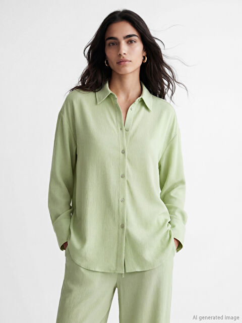 LCW Vision Textured Oversize Women's Shirt