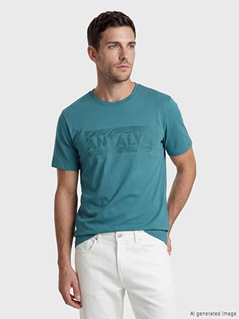 LCWAIKIKI Classic Antalya Baskılı Bisiklet Yaka Erkek Tişört - S6EL06Z8-1VJ