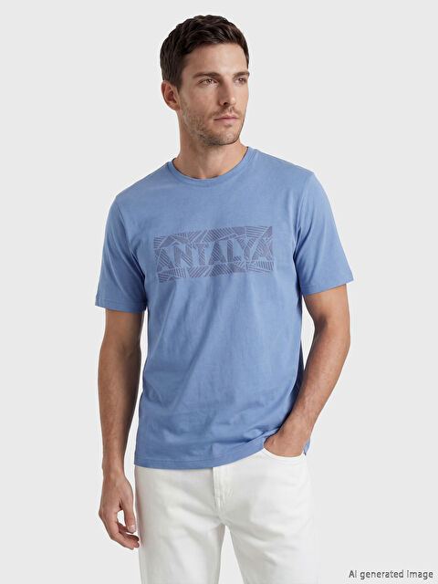 LCWAIKIKI Classic Antalya Baskılı Bisiklet Yaka Erkek Tişört - S6EL06Z8-1Y3