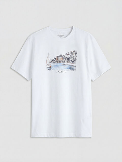LCWAIKIKI Classic Bisiklet Yaka Antalya Baskılı Erkek Tişört - S6EL07Z8-Q6K