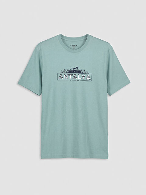 LCWAIKIKI Classic Bisiklet Yaka Antalya Baskılı Erkek Tişört - S6EL09Z8-97F