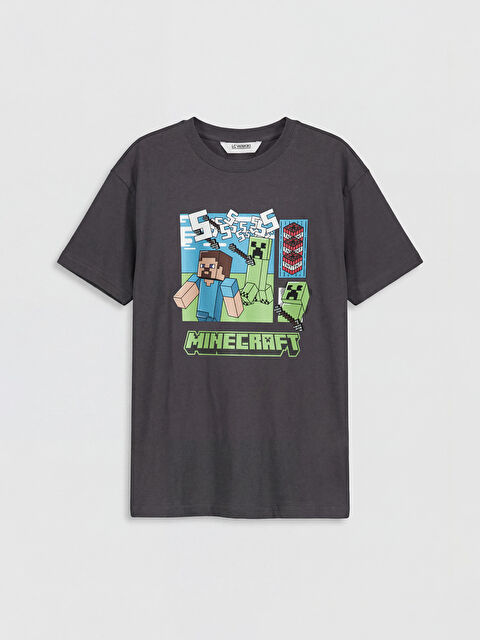 LCW Kids Bisiklet Yaka Minecraft Baskılı Erkek Çocuk Tişört - S6EL43Z4-R4Q