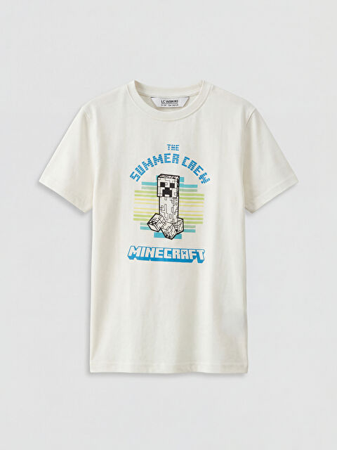 LCW Kids Bisiklet Yaka Minecraft Baskılı Erkek Çocuk Tişört - S6EL44Z4-FEG