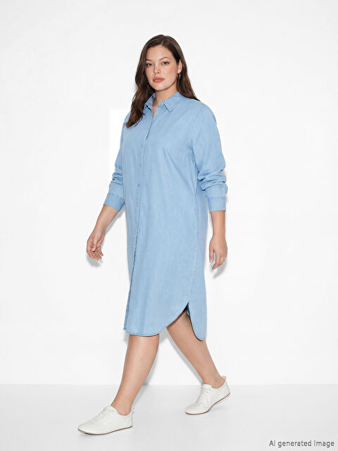 LCWAIKIKI Classic Gömlek Yaka Kadın Jean Tunik - S6EM18Z8-311