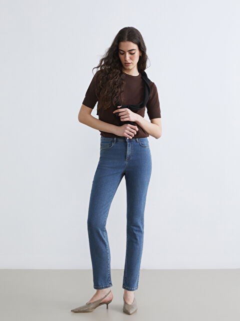 LCWAIKIKI Classic Yüksek Bel Slim Fit Kadın Jean Pantolon - S6EM43Z8-H45