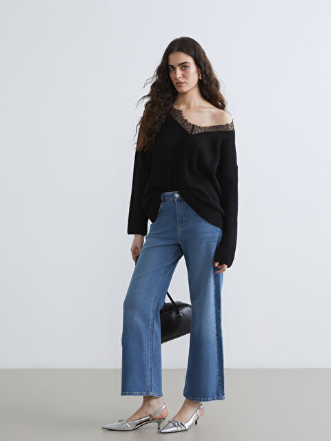 LCWAIKIKI Classic Yüksek Bel Wideleg Kadın Jean Pantolon - S6EM48Z8-H45