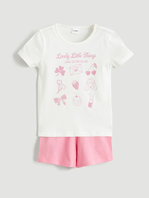 LCW Kids Baskılı Kız Çocuk Şortlu Pijama Takımı - S6EM55Z1-FDU