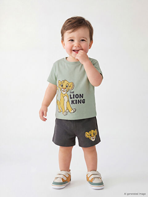 LCW baby Aslan Kral Baskılı Erkek Bebek Tişört ve Şort Takım