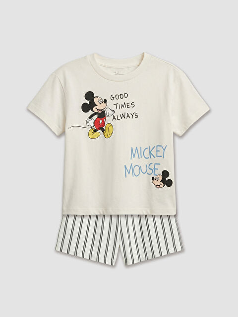LCW baby Mickey Mouse Printed Baby Boys' T-Shirt and Shorts - S6EM76Z1-FDU
