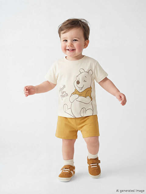 LCW baby Winnie the Pooh Baskılı Erkek Bebek Tişört ve Şort - S6EN00Z1-KXP