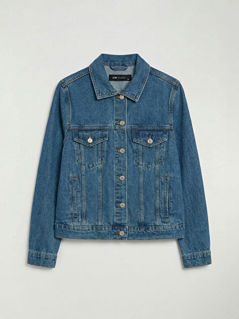 LCWAIKIKI Classic Gömlek Yaka Kadın Jean Ceket - S6EN12Z8-H45