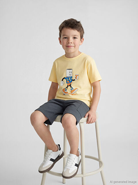 LCW Kids Bisiklet Yaka Baskılı Erkek Çocuk Tişört - S6EN40Z1-FRE