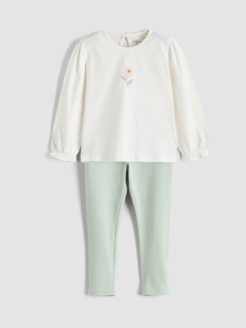 LCW baby Çiçek Baskılı Kız Bebek Bluz ve Tayt - S6EO22Z1-FDV