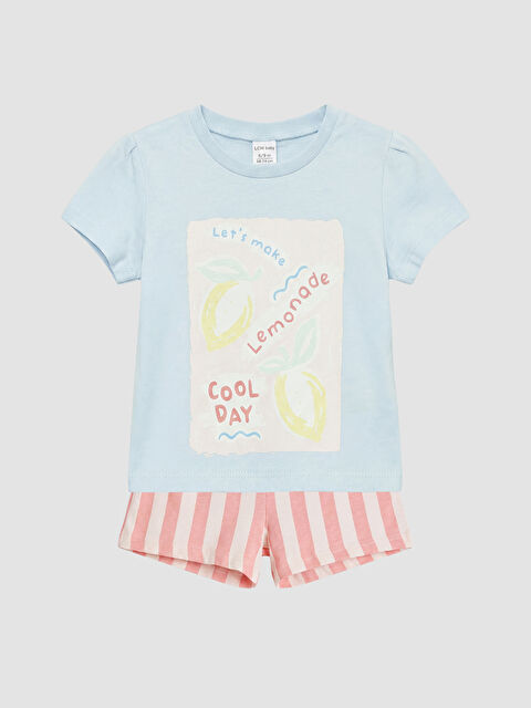 LCW baby Baskılı Kız Bebek Şortlu Takım