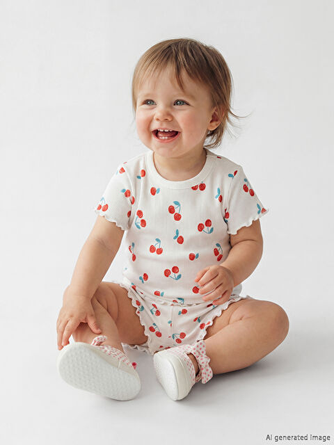 LCW baby Cherry Printed Baby Girls' Shorts Set