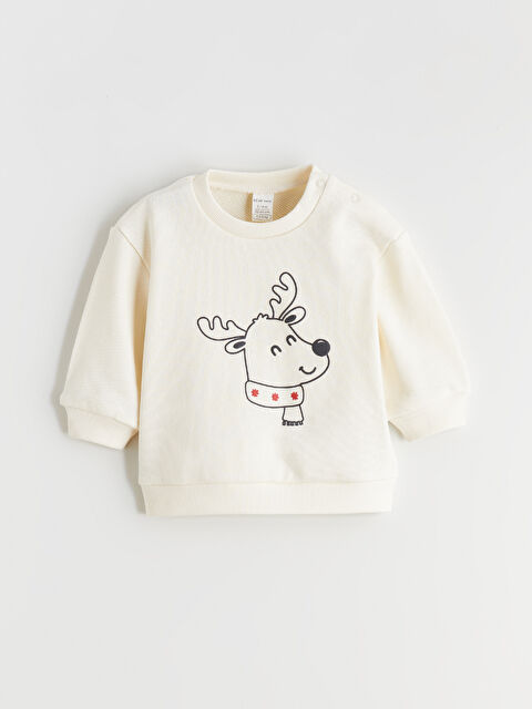 LC WAIKIKI Bisiklet Yaka Baskılı Erkek Bebek Sweatshirt