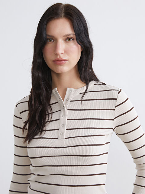 LCWAIKIKI Classic Bisiklet Yaka Çizgili Kadın Body - S6EO93Z8-ELZ