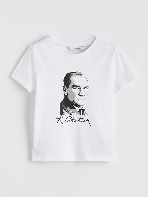 LCW ECO Bisiklet Yaka Atatürk Baskılı Kız Çocuk Tişört - S6EO94Z4-Q6K