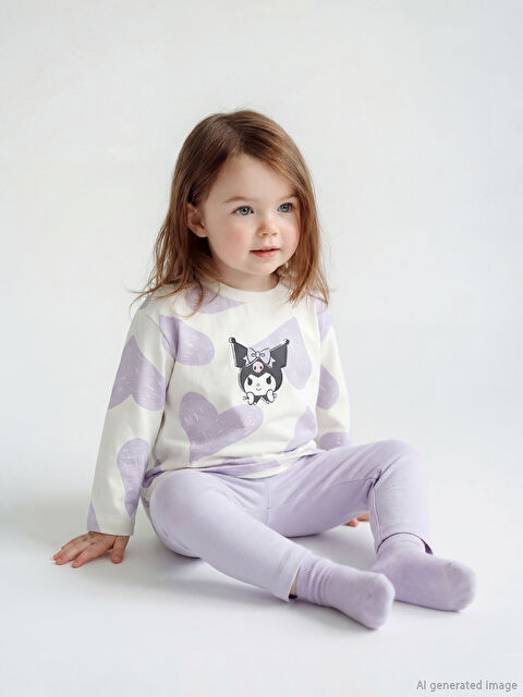 LCW baby Kuromi Baskılı Kız Bebek Tişört ve Tayt - S6EP30Z1-LRA