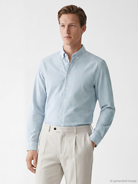 SOUTHBLUE Standart Kalıp Çizgili Dokulu Erkek Gömlek
