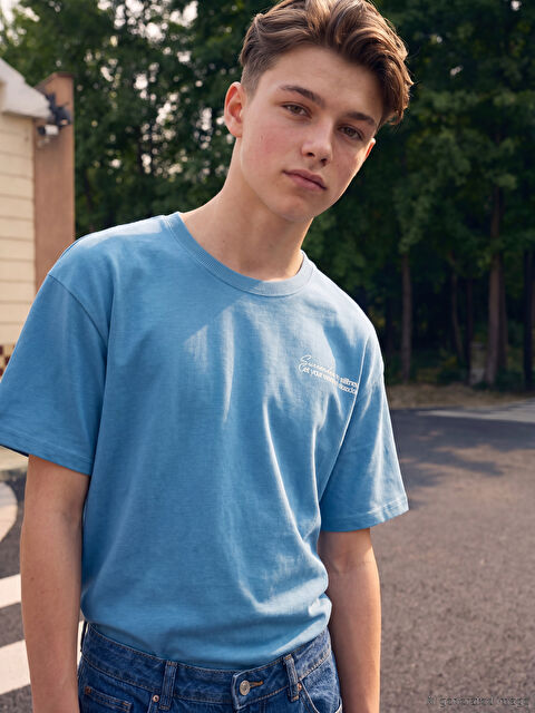 LCW Kids Bisiklet Yaka Baskılı Erkek Çocuk Tişört