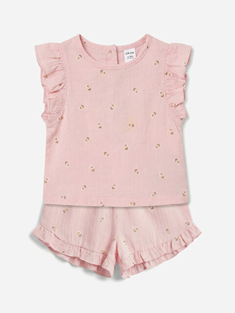 LCW baby Fırfırlı Kız Bebek Bluz ve Şort