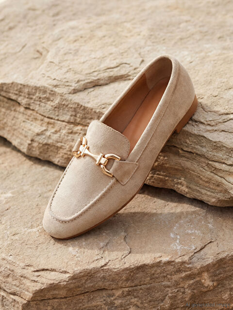 LCW STEPS Süet Görünümlü Metal Aksesuarlı Kadın Loafer