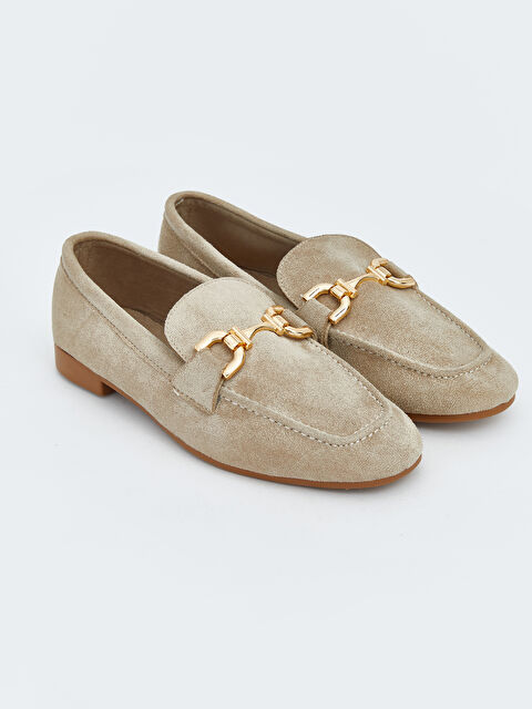 LCW STEPS Süet Görünümlü Metal Aksesuarlı Kadın Loafer