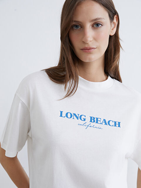 LCW ECO Bisiklet Yaka Baskılı Kadın Tişört - S6EQ07Z8-FDU