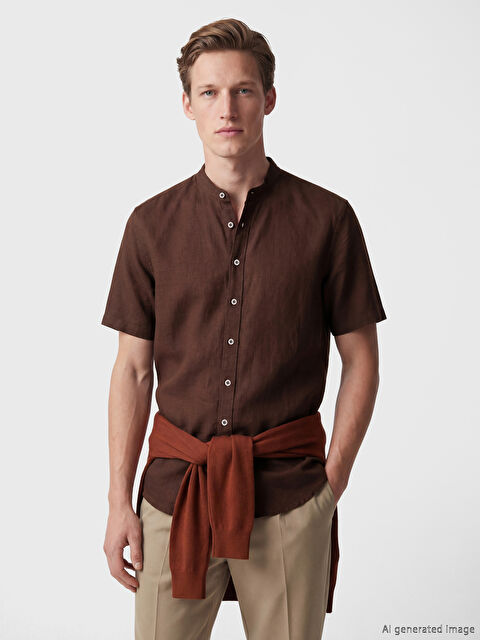 SOUTHBLUE Мъжка риза Regular Fit от ленена смес