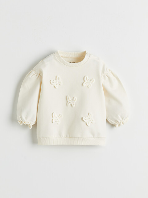 LCW baby Bej Bisiklet Yaka Kız Bebek Sweatshirt ve Tayt - S6EQ78Z1