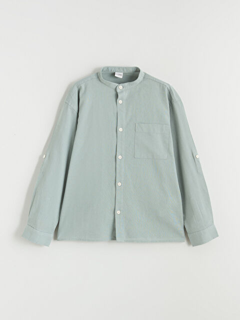 LCW Kids Hakim Yaka Keten Karışımlı Erkek Çocuk Gömlek - S6EQ79Z4-GDA