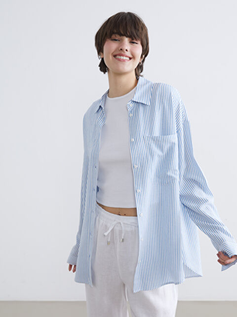 LCW ECO Woman BLUE Shirt - S6ER02Z8-LEN