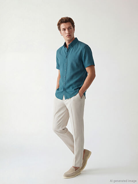 SOUTHBLUE Regular Fit Dobby Herrenhemd