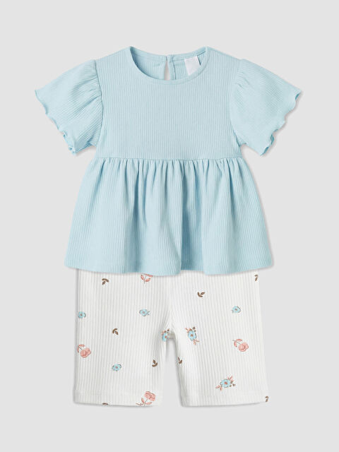 LCW baby Çiçek Desenli Kız Bebek Takım