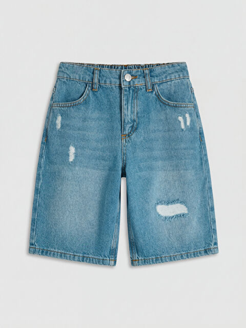 LCW Kids Yırtık Detaylı Erkek Çocuk Jean Şort