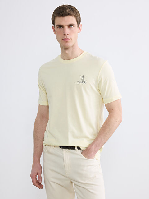 LCWAIKIKI Classic Bisiklet Yaka Baskılı Penye Erkek Tişört - S6ES39Z8-FDR