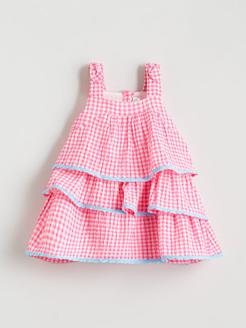 LCW ECO Kare Yaka Ekose Katkat Kız Çocuk Elbise - S6ES40Z1-LNQ