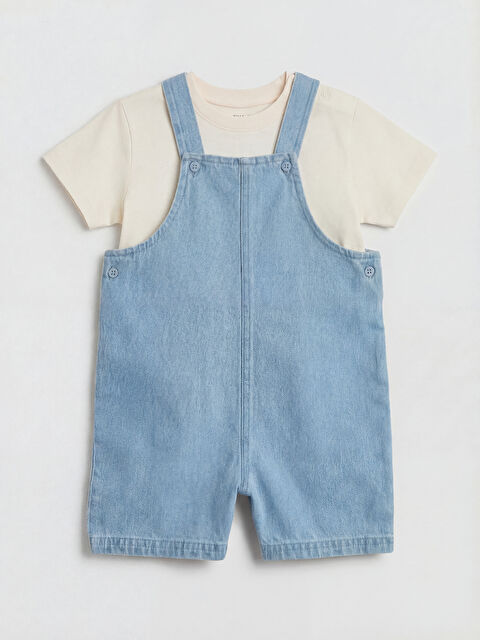 LCW baby Erkek Bebek Salopet ve Tişört Takımı